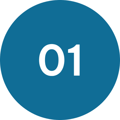 Blue circle with white number 01