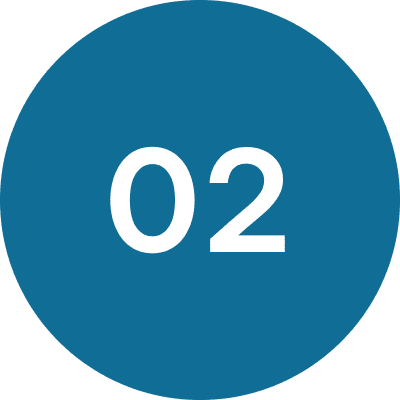 Blue circular badge with number 02
